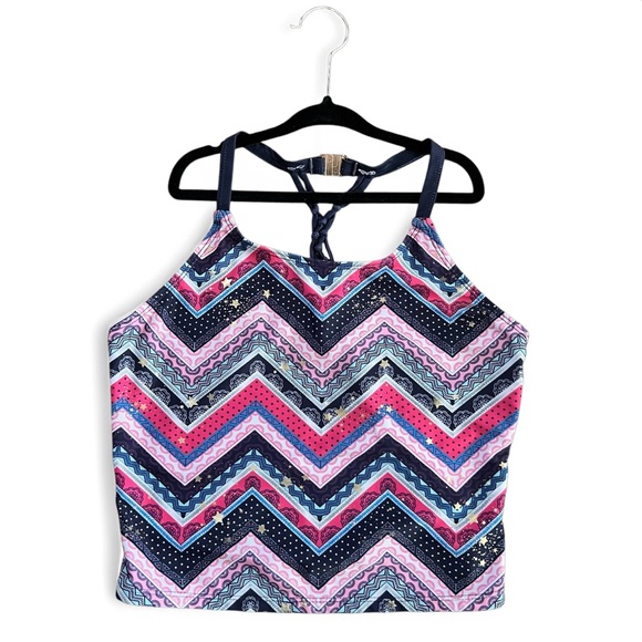 Kids Swim Chevron Patterned Tankini Set / Size L (12-14) - Picture 2 of 4